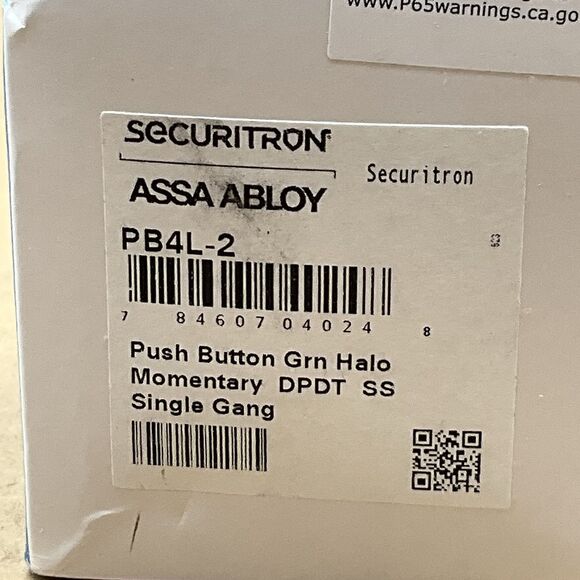 Securitron PB4L-2 Green Halo Momentary DPDT Stainless - Single Gang Push Button - Picture 2 of 7